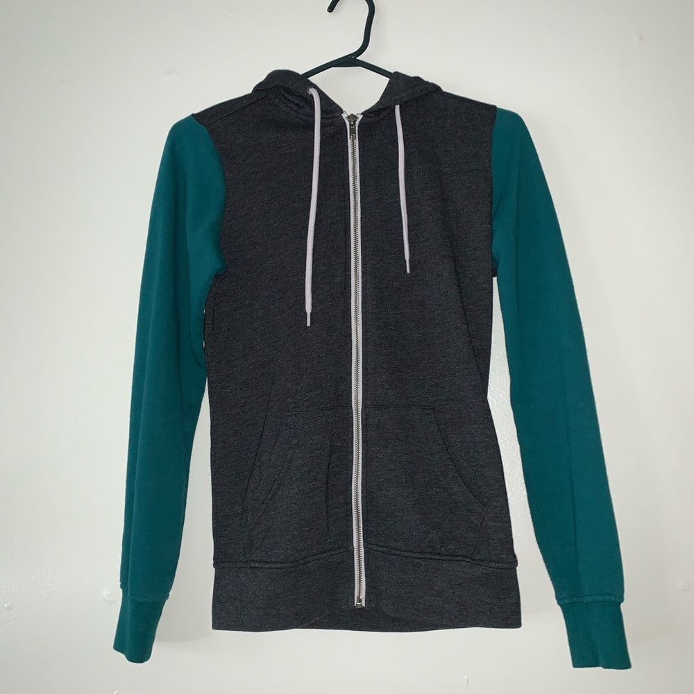 Zine green and grey zipper sweater